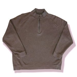 Men's Brown Kirkland Signature Cotton Quarter Zip Pullover Sweater Large